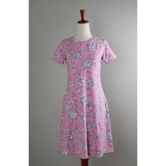 BARBARA GERWIT $120 Smooth Stretch Sea Shell Print Casual Tee Dress Size XS - Picture 1 of 6